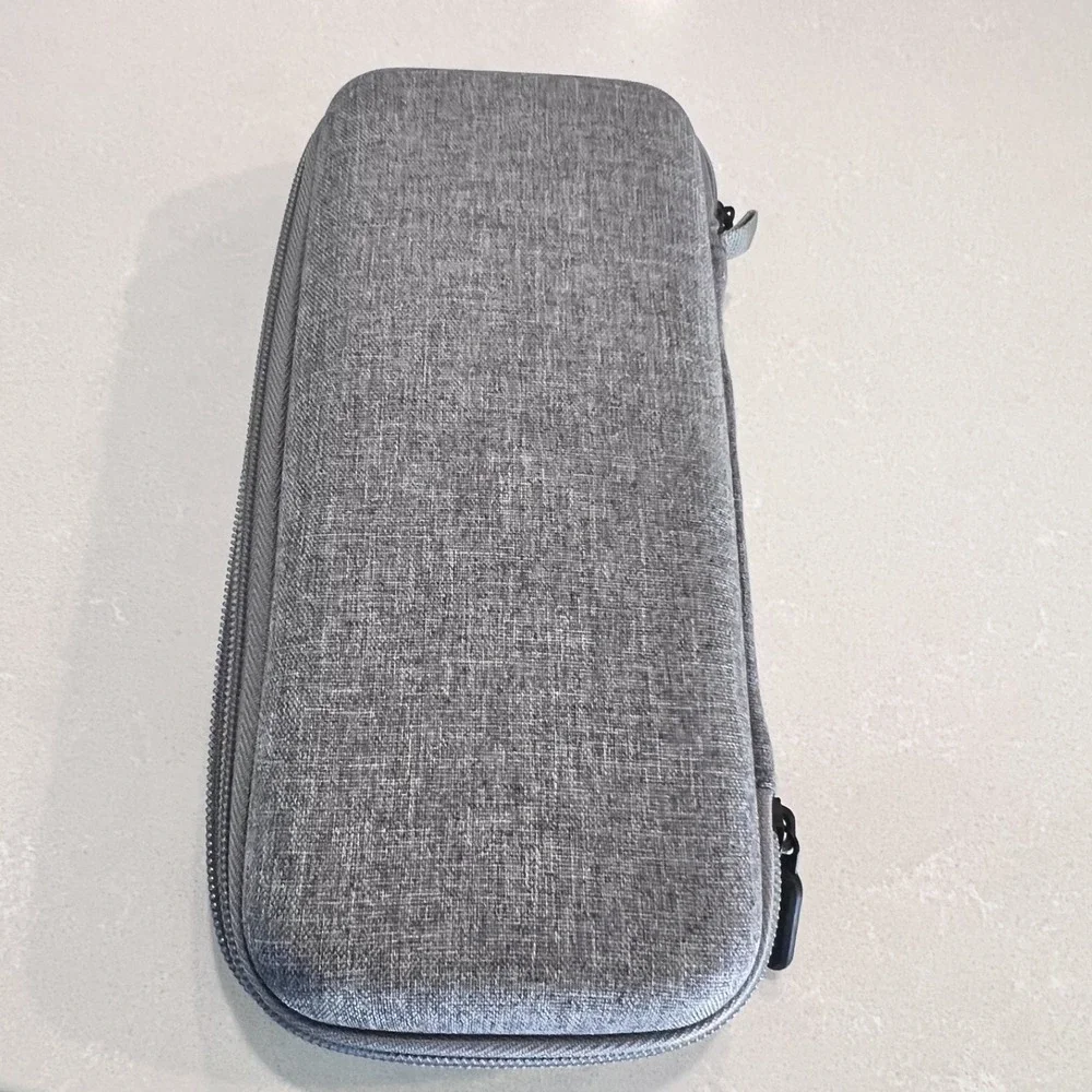 UNBRANDED-Hardshell Zipper Calculator Case Gray Double Pocket Inside.